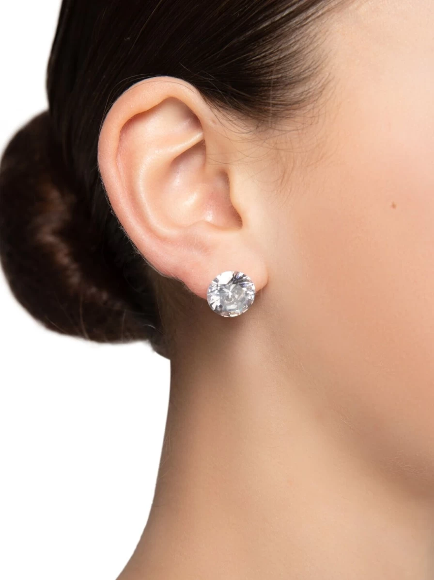Capezio Clear Crystal Performance Earrings - 12mm Studs for Dance & Gymnastics
