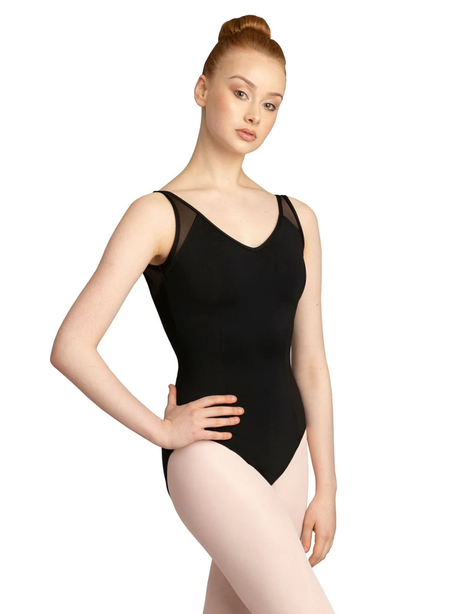 Capezio Black Meryl V-Neck Dance Leotard for Ballet & Performance